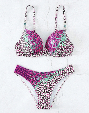 Costum de baie din 2 piese, cu imprimeu si push-up [3]