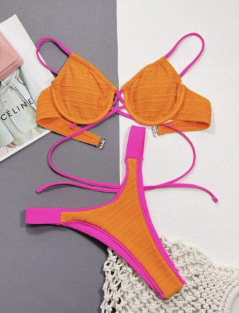 Costum de baie din 2 piese, cu aspect tricotat [2]