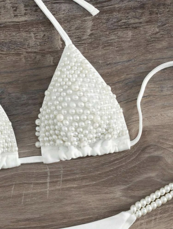 Costum de baie din 2 piese, cu perle [2]