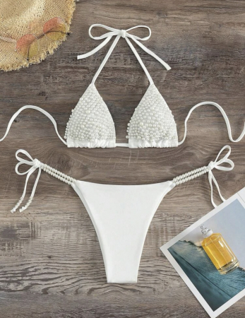 Costum de baie din 2 piese, cu perle [3]
