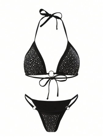 Costum de baie din 2 piese, cu pietre decorative [2]