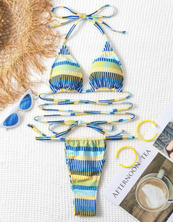 Costum de baie din 2 piese, cu snur [4]