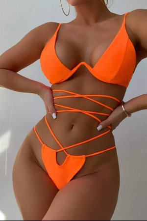 Costum de baie din 2 piese, cu snur reglabil [3]