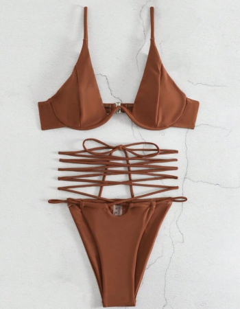 Costum de baie din 2 piese, cu snur reglabil [3]