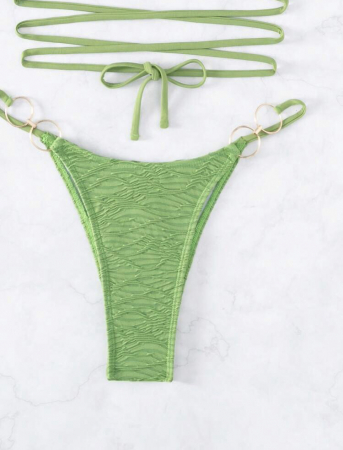 Costum de baie din 2 piese, cu snur si accesorii metalice [3]