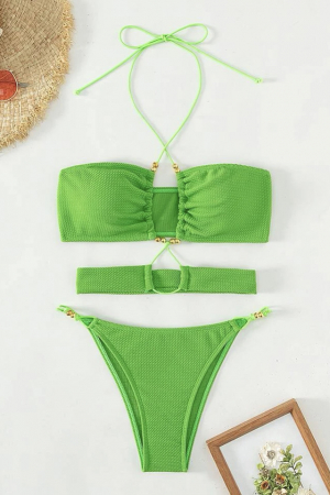 Costum de baie din 2 piese, cu snur si decupaje [3]