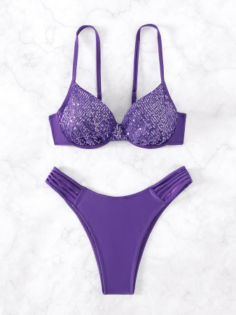 Costum de baie din 2 piese, cu strasuri [2]