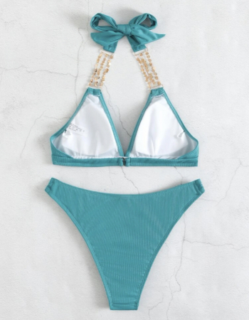 Costum de baie din 2 piese, cu accesorii metalice [2]
