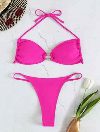 Costum de baie din 2 piese, fucsia [2]