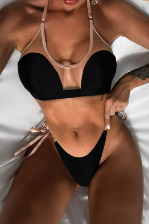 Costum de baie din 2 piese, negru [0]