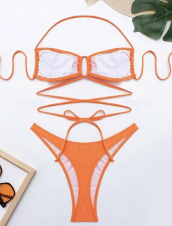 Costum de baie din 2 piese, portocaliu [2]