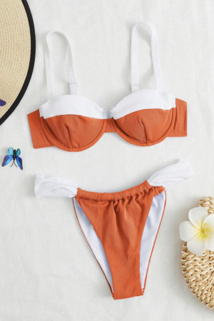 Costum doua piese - Costum de baie din 2 piese, portocaliu