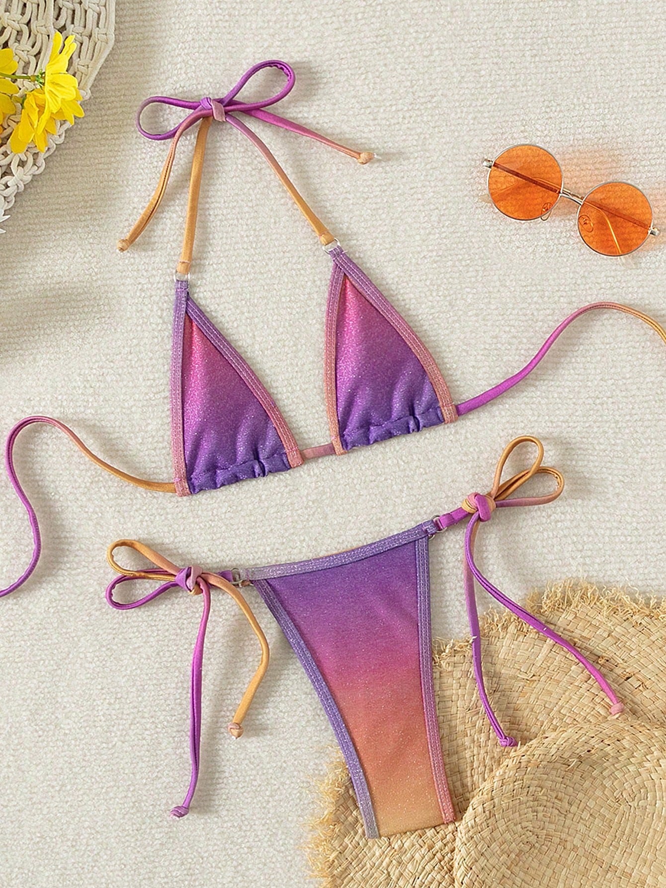 Costum de baie din 2 piese, tanga, multicolor [2]