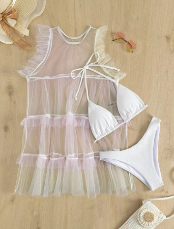 Costum de baie din 3 piese, alb [2]