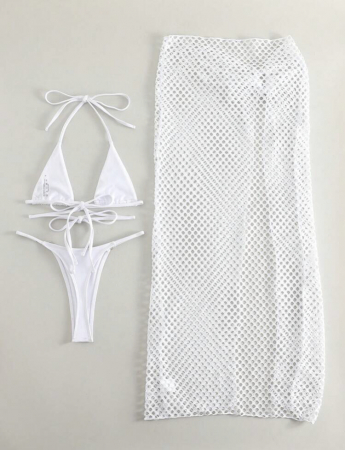 Costum de baie din 3 piese, alb [1]