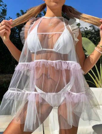 Costum de baie din 3 piese, alb [0]