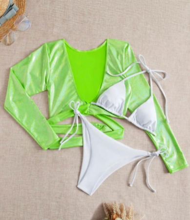 Costum de baie din 3 piese, alb [1]
