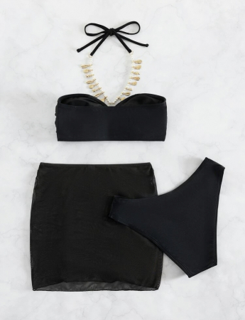 Costum de baie din 3 piese, cu accesoriu metalic [1]