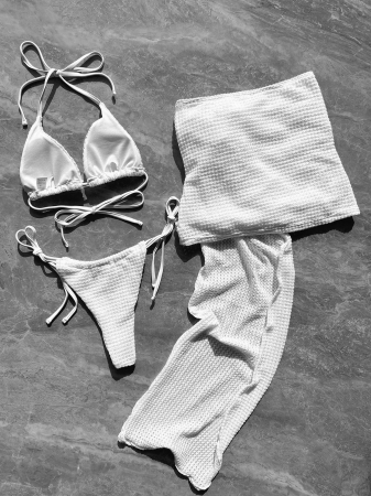 Costum de baie din 3 piese, cu aspect crosetat [6]