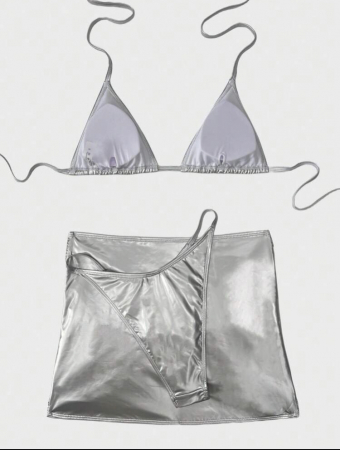 Costum de baie din 3 piese, cu aspect metalic [2]