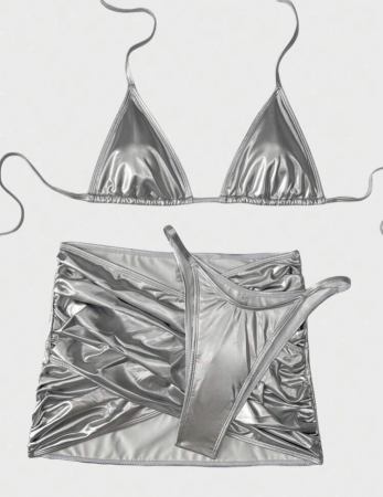 Costum de baie din 3 piese, cu aspect metalic [1]