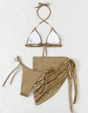 Costum de baie din 3 piese, cu aspect stralucitor [2]