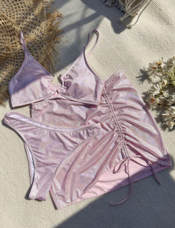 Costum de baie din 3 piese, cu aspect stralucitor [2]