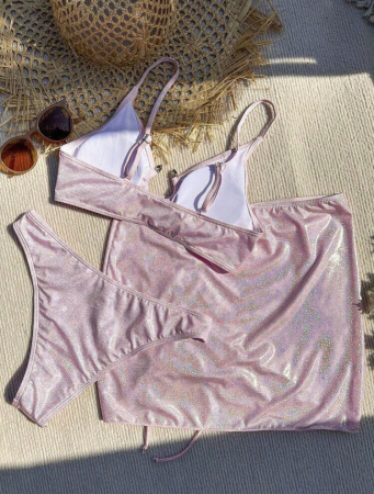 Costum de baie din 3 piese, cu aspect stralucitor [3]