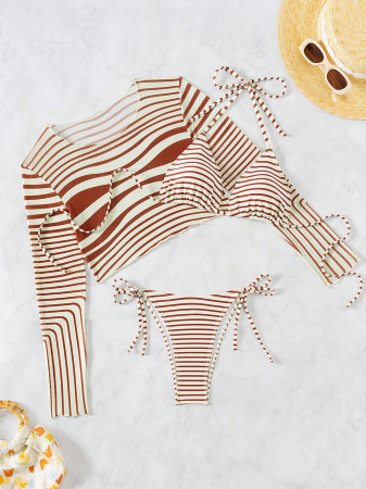 Costum de baie din 3 piese, cu dungi [7]