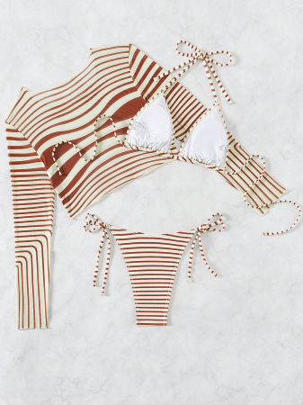 Costum de baie din 3 piese, cu dungi [3]