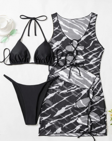 Costum de baie din 3 piese, cu imprimeu [2]