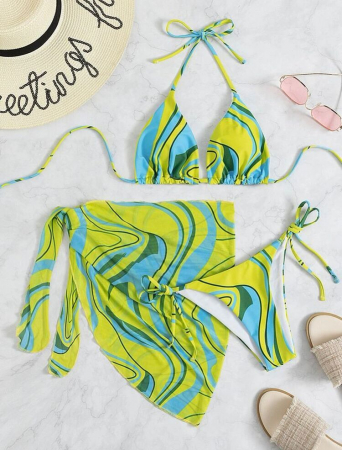 Costum de baie din 3 piese, cu imprimeu [3]