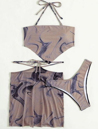 Costum de baie din 3 piese, cu imprimeu [1]
