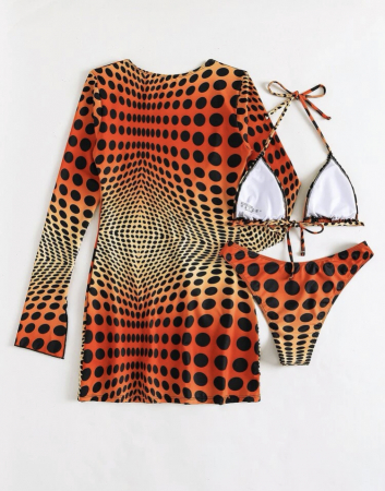 Costum de baie din 3 piese, cu imprimeu [2]