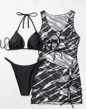 Costum de baie din 3 piese, cu imprimeu [3]