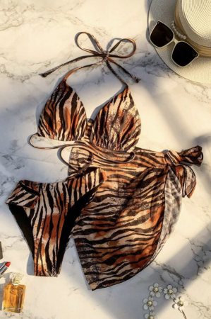 Costum trei piese - Costum de baie din 3 piese, cu imprimeu