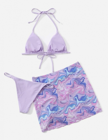 Costum de baie din 3 piese, cu imprimeu [2]