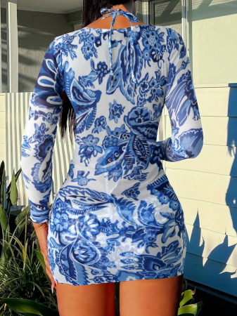Costum de baie din 3 piese, cu imprimeu floral [1]