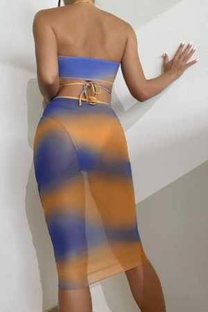 Costum de baie din 3 piese, cu imprimeu si snur [1]