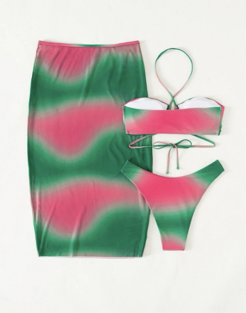 Costum de baie din 3 piese, cu imprimeu si snur [2]