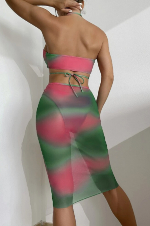 Costum de baie din 3 piese, cu imprimeu si snur [1]