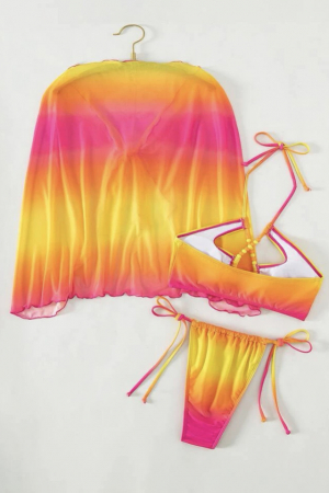 Costum de baie din 3 piese, cu imprimeu si snur [4]