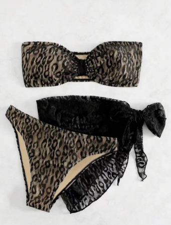 Costum de baie din 3 piese, cu model animal print [2]