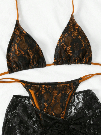 Costum de baie din 3 piese, cu model tip plasa [5]