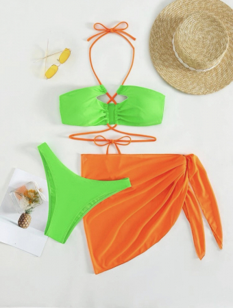 Costum de baie din 3 piese, cu snur [2]