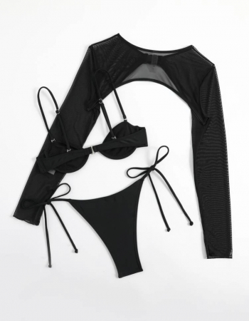 Costum de baie din 3 piese, cu snur [3]