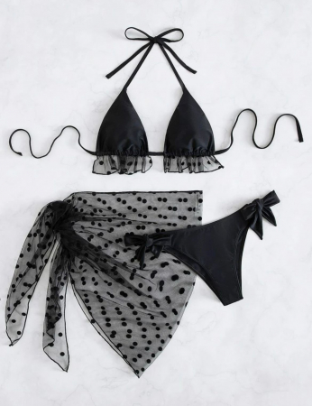 Costum de baie din 3 piese, cu volane [3]