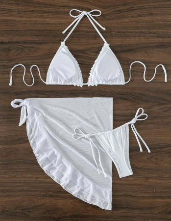 Costum de baie din 3 piese, cu volane [3]