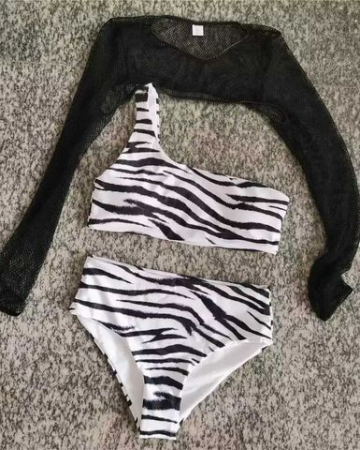 Costume de baie - Costum de baie din 3 piese, imprimeu zebra