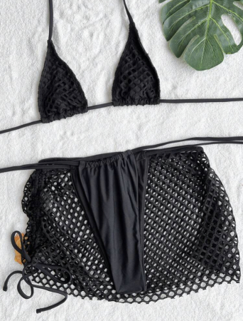 Costum de baie din 3 piese, negru [4]